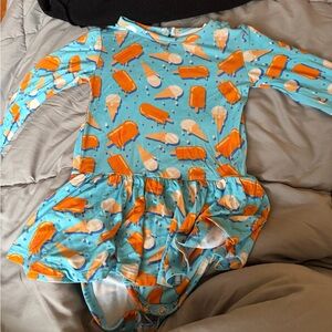 Posh Peanut Blue and Orange Ice Cream Print Bodysuit